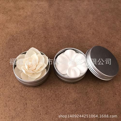 香熏产品石膏工艺品礼品加工定做 外贸通草花配马口铁盒